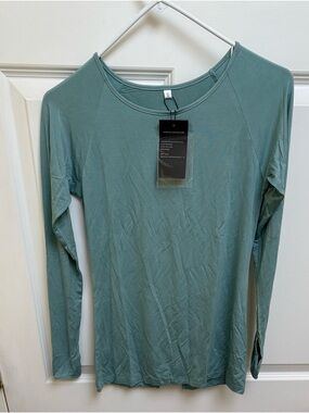 Long Sleeve Scoop Neck Top in Sage Green